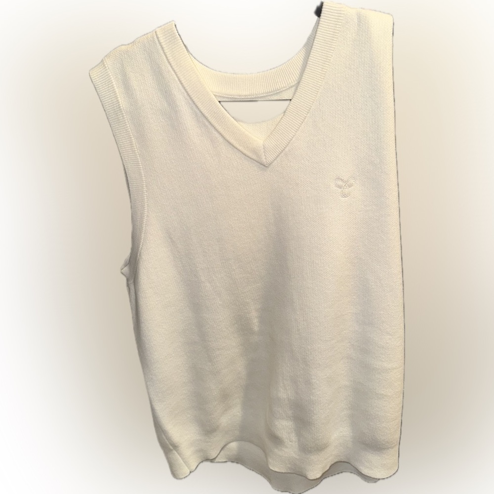 Cream Sleeveless V-Neck Sweater